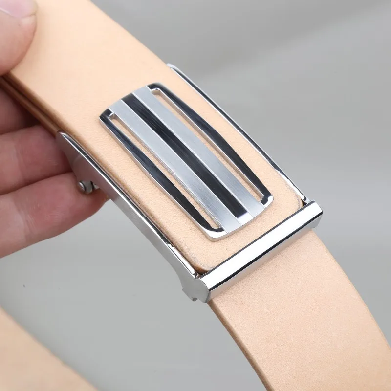 Handmade men's genuine leather belt with original color for inner wear, imported top layer cowhide belt, 304 stainless steel too