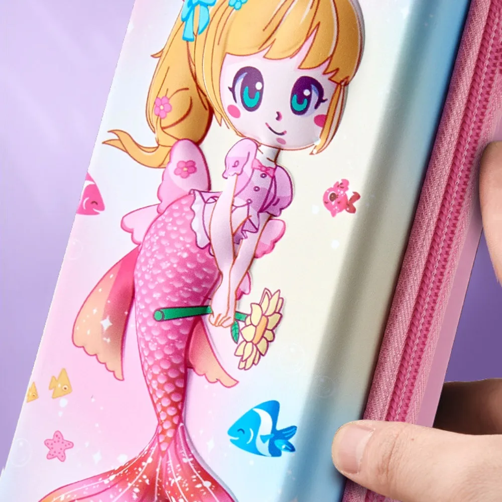 Astronaut 3D Mermaid Pencil Case Mermaid Zippered 3D Space Pen Case Rocket Waterproof 3D Astronaut Pencil Box School Supplies