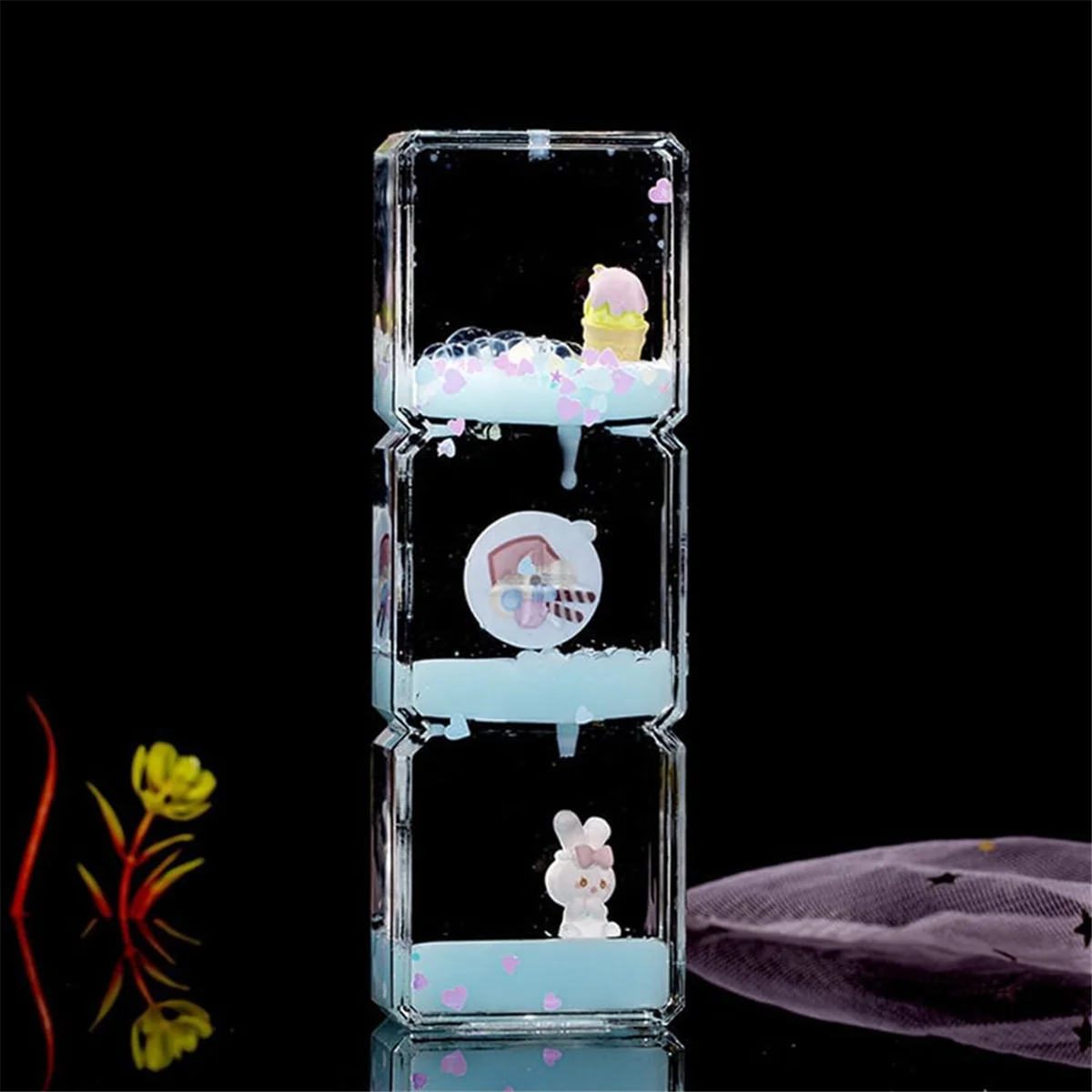 Il nuovo mini clessidra liquida dei cartoni animati, clessidra per bambini, giocattolo clessidra dei cartoni animati, decorazione desktop per ufficio/casa rosa