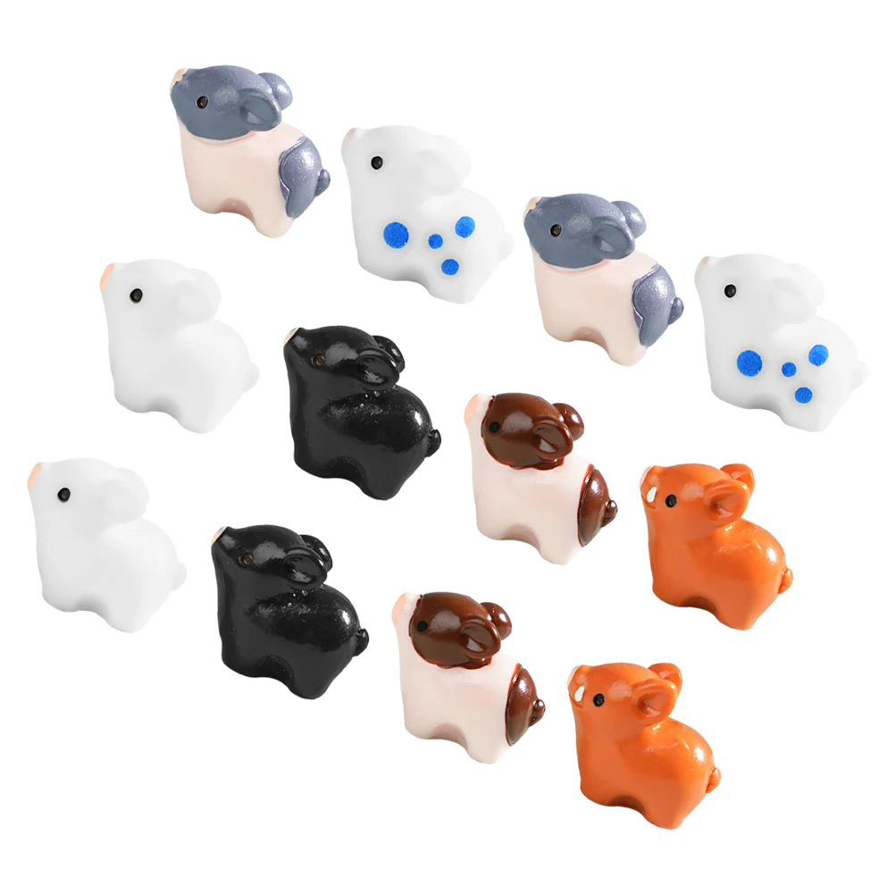 

12 Pcs Miniature Animal Figures Resin Piglets Garden Accessories DIY Decor Farm Toys Collectibles Gardening Statues