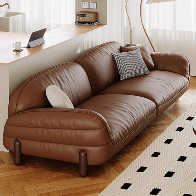 Office sofa, simple leisure area, reception, negotiation VIP room, first layer of cowhide, modern three-person