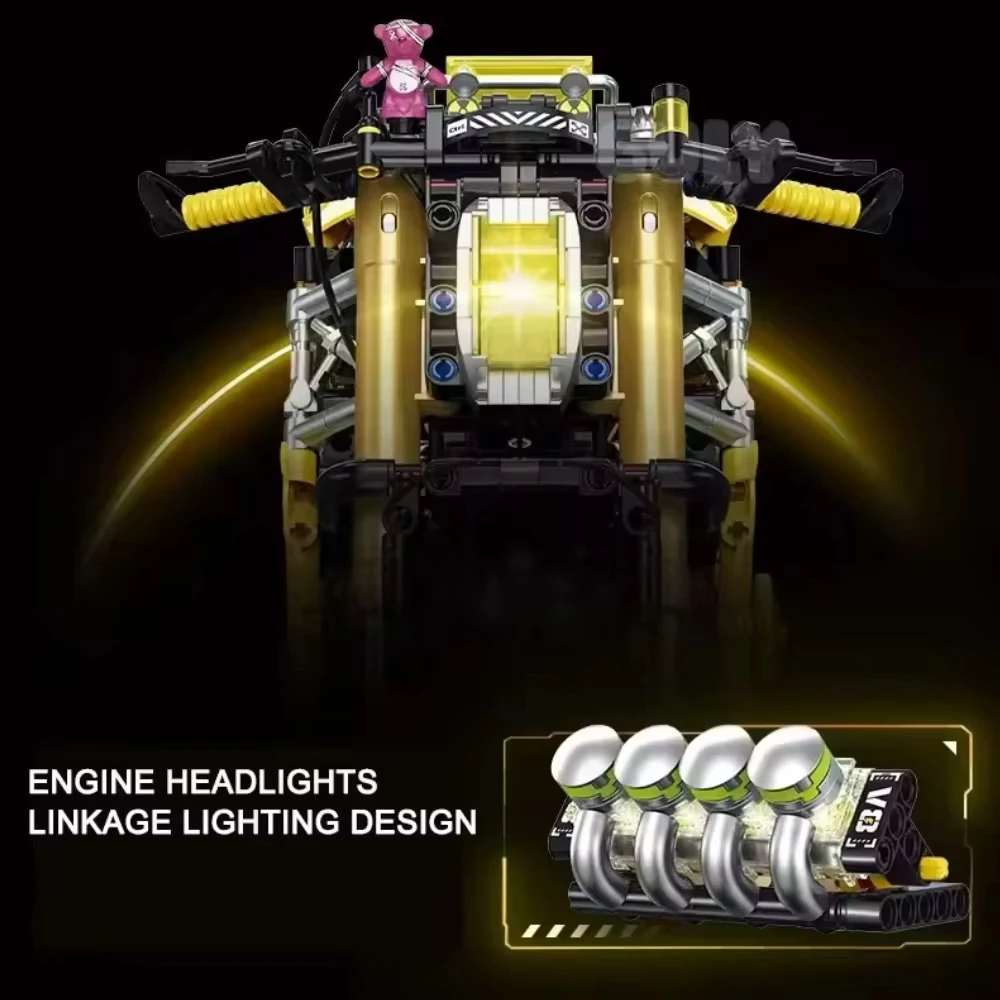 GULY 60519 2500 pièces 1:5 MOC Tech Moto Modèle de construction créatif Moto sportive motorisée Briques DIY Jouet pour garçons