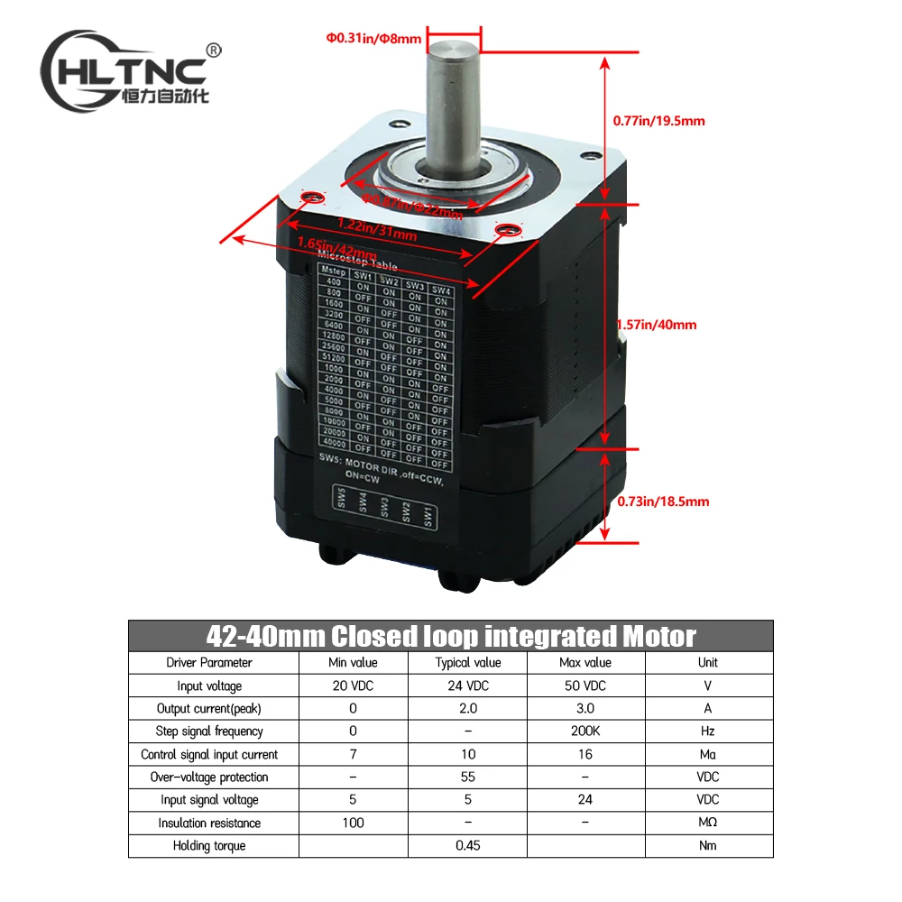 Nema17 42mm 0.45 0.6 0.8Nm 2A Closed Loop Stepper Motor With Integrated Hybrid Servo Driver and Encoder For CNC 3D Printer