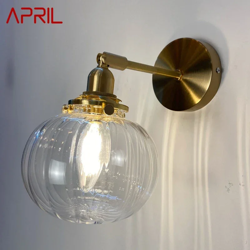 

APRIL Nordic Brass Wall Lamp Indoor Living Room Bedroom Bedside Lamp Modern Hotel Corridor Hallway Wall Lamp