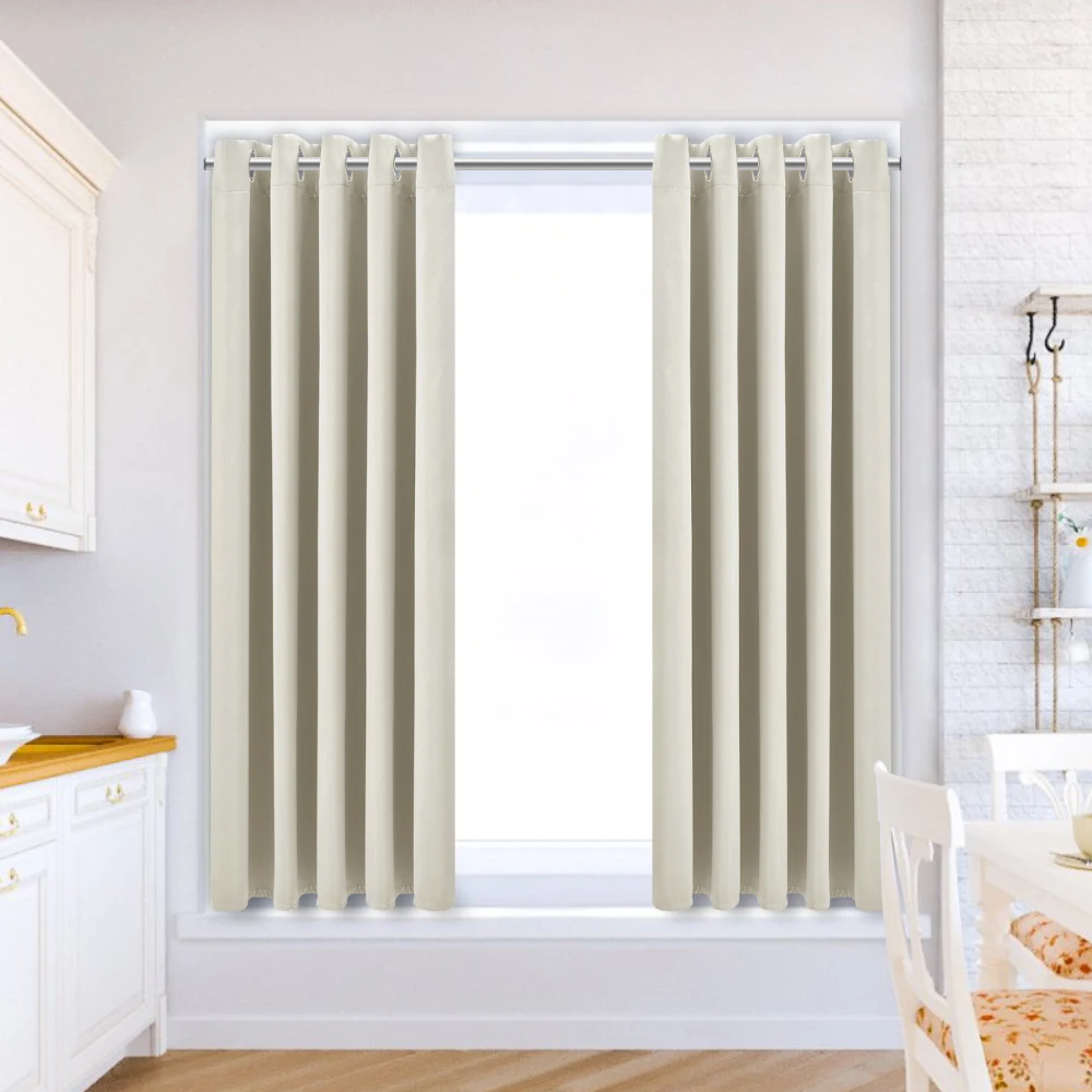 【Lifeideas】Solid Colour Grommet Top Polyester 100% Blackout Curtains Pair Home Decoration Windows Doors