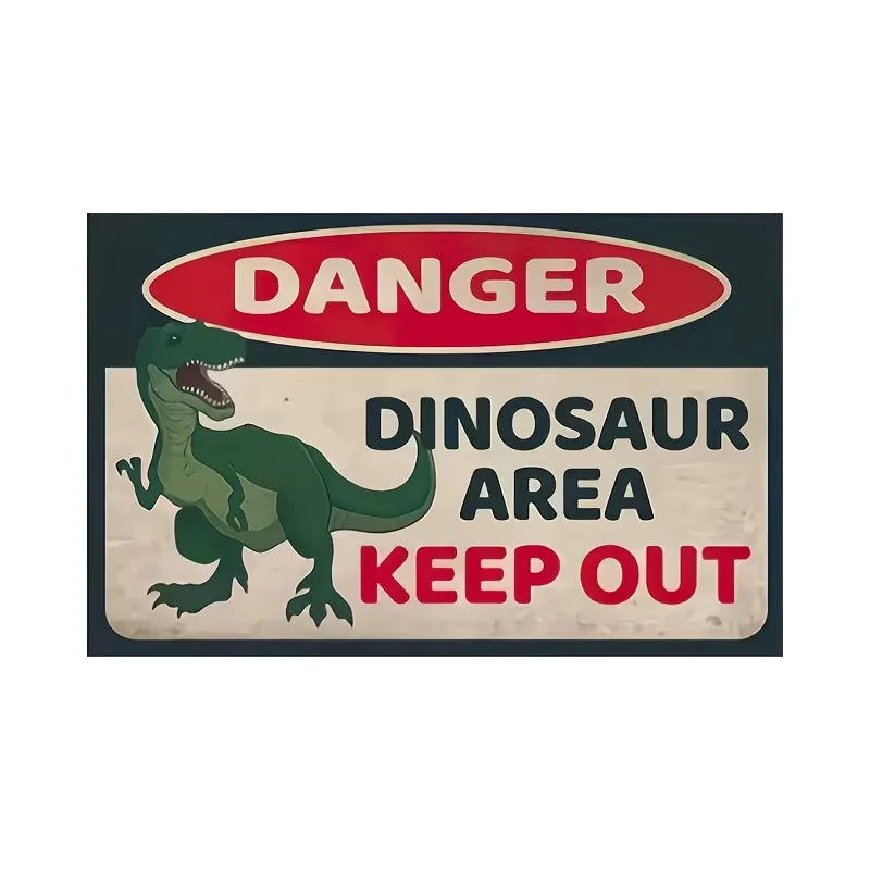 Dangerous Dinosaur Zone Keep Away Non-Slip Creative Doormat - IndoorOutdoor Floor Carpet for Bedroom, Room Decoration