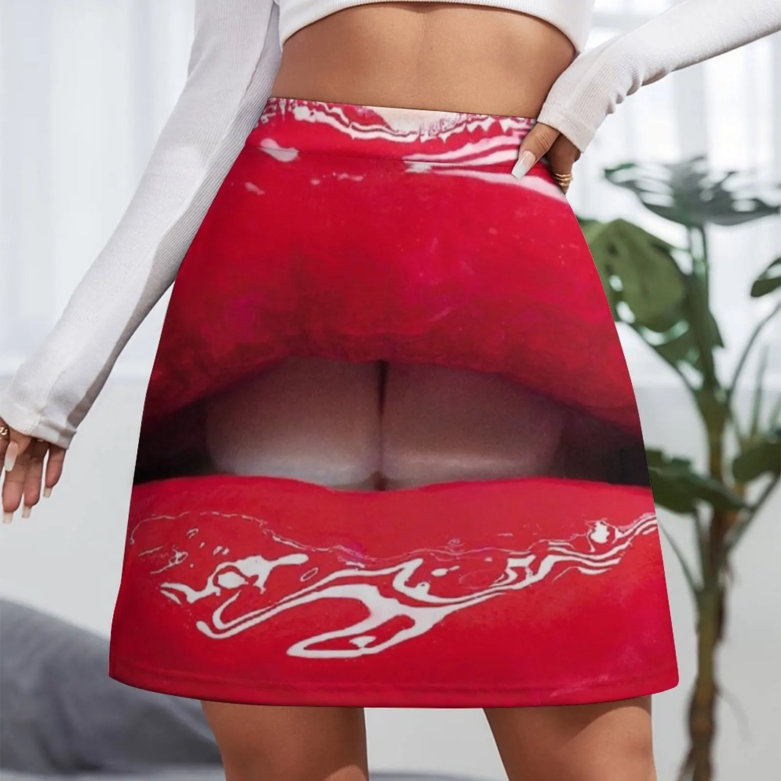 sexy red mouth Mini Skirt Short skirt woman skorts for women korean style women clothing Mini Skirt