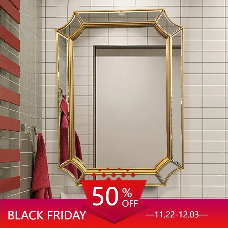 Large Bathroom Mirror Vanity Luxury Irregular Golden Shower Mirror Aesthetic Espejo Cuerpo Entero Home Improvement CC50BM