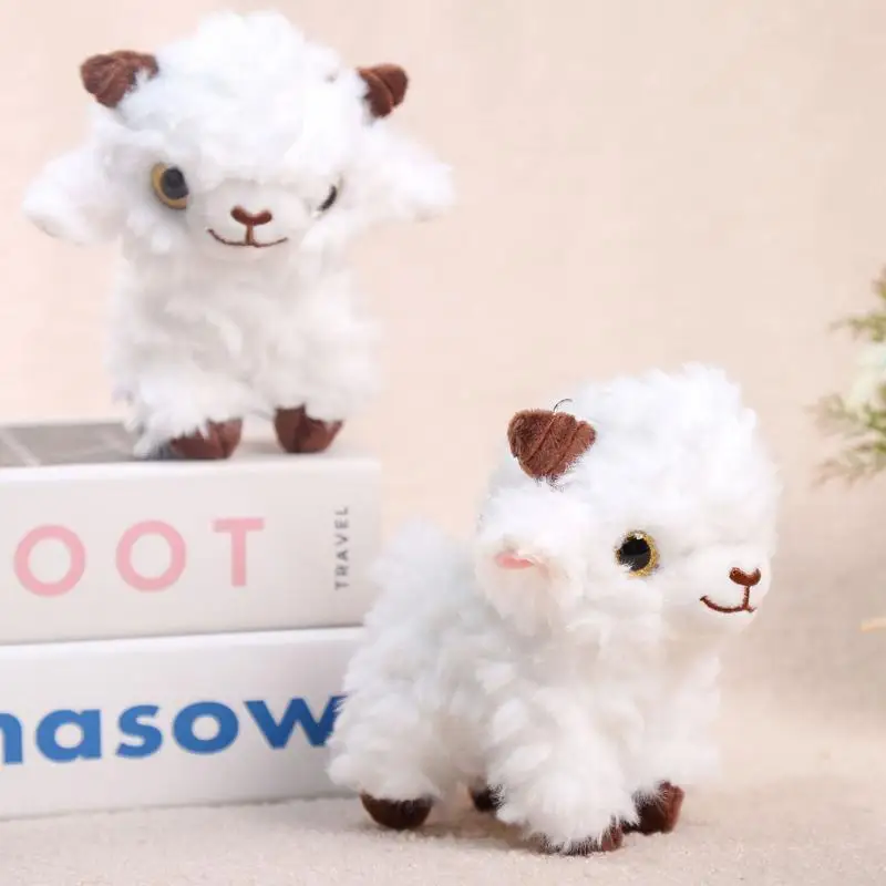 Cute Fluffy Plush Sheep Pendant Soft Touch Stuffed Keychain for Backpack Decoration Kids Easter Basket Filler