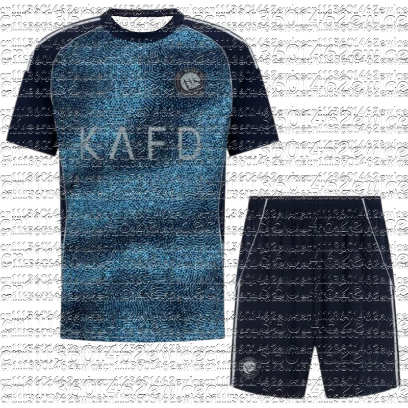 New Nassr Family Matching Soccer Jersey Set Dark Blue Light Blue Breathable Moisture Wicking Sports Uniform Kit Training Top