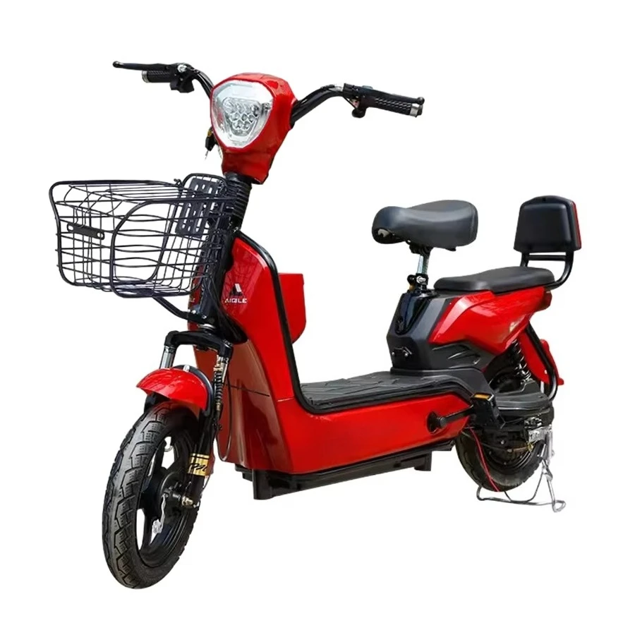 3-Speeds 350w  48v E Bike With Dual Seat & 12ah Lead-Acid Battery Electric Scooter Popular Electric City Bicycle for Adults