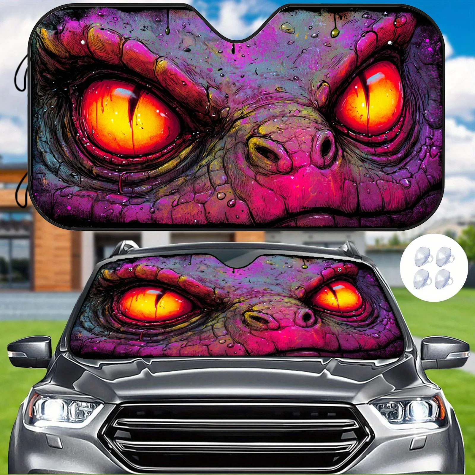 Monster Eye Car Sunshade, Unique Monster Eye Design, Heat-Resistant And Durable, Maintains Stable Interior Temperature, Includes