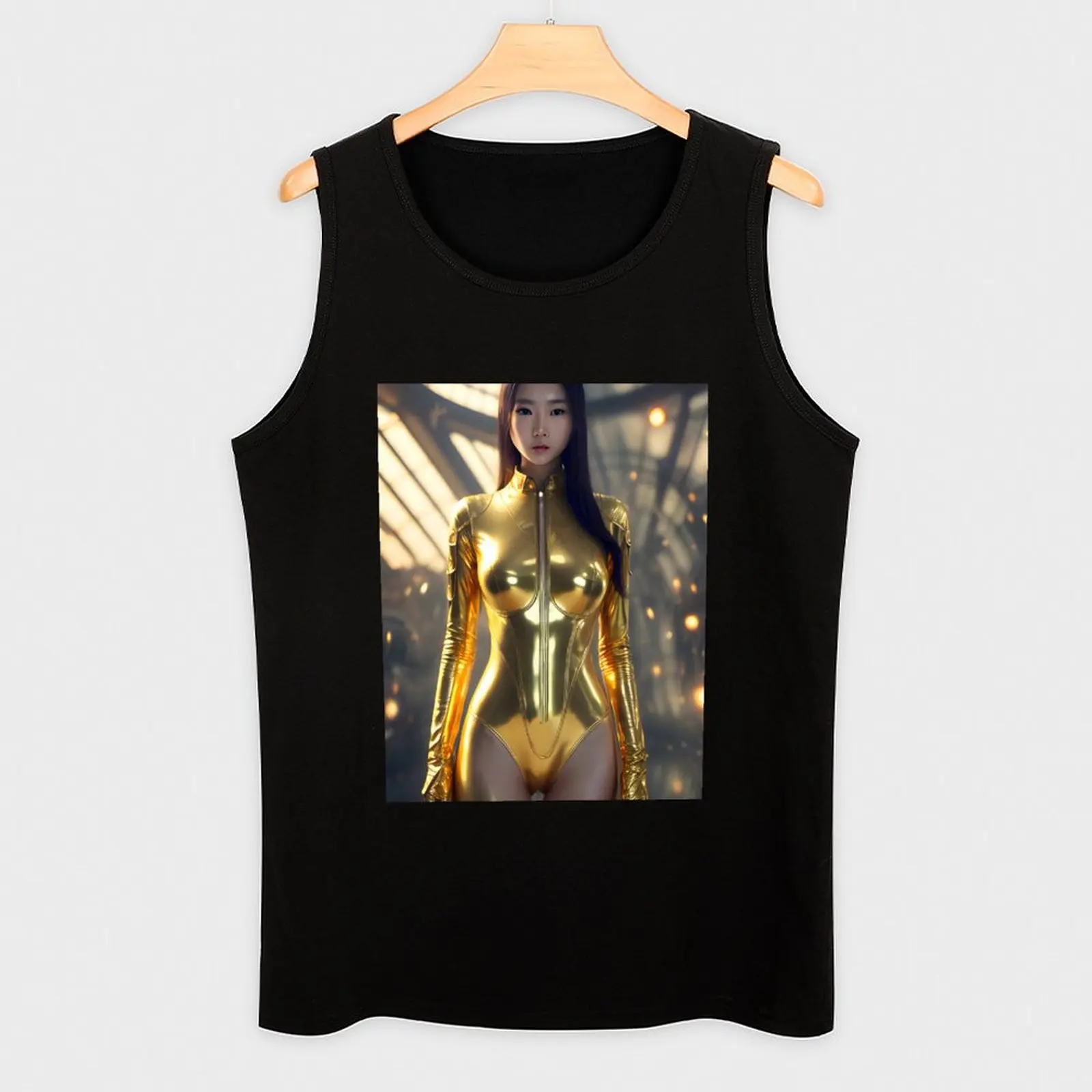 Lovely Asian Cyberpunk Portrait- Cool Art Tank Top Rugged Tank Top Workwear Casual Sleeveless