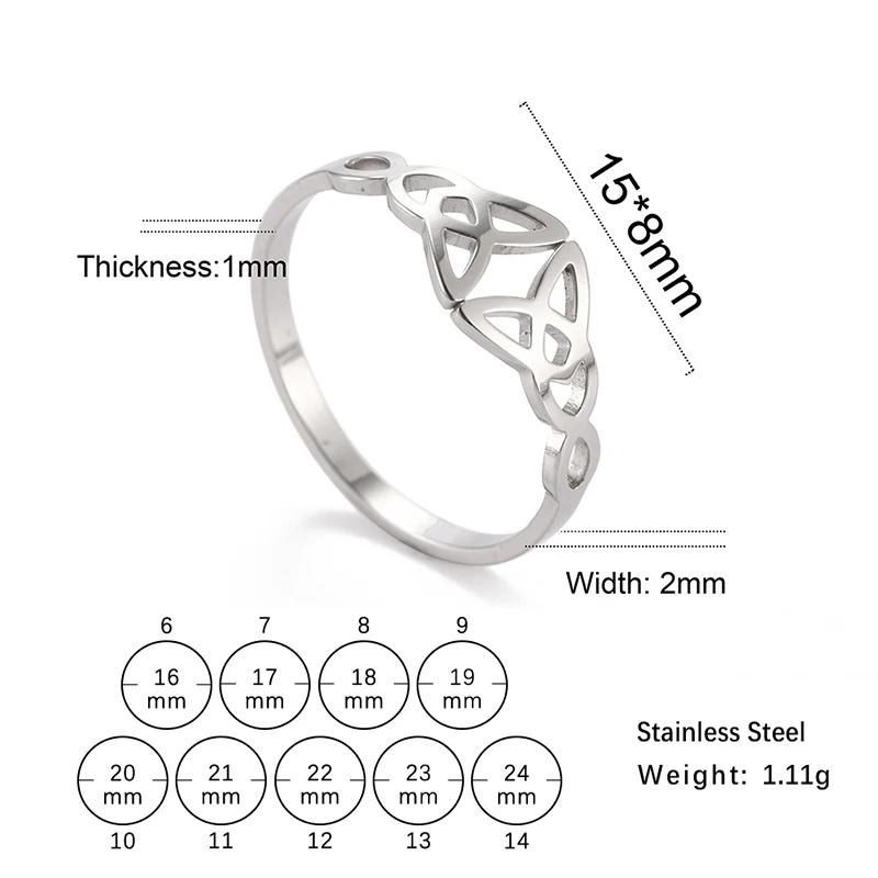 Witch's Irish Knot Ring für Frauen Edelstahl Irland Keltische hohle Fingerringe Neue Hexerei Amulett Schmuck Geburtstagsgeschenk – Detail 12