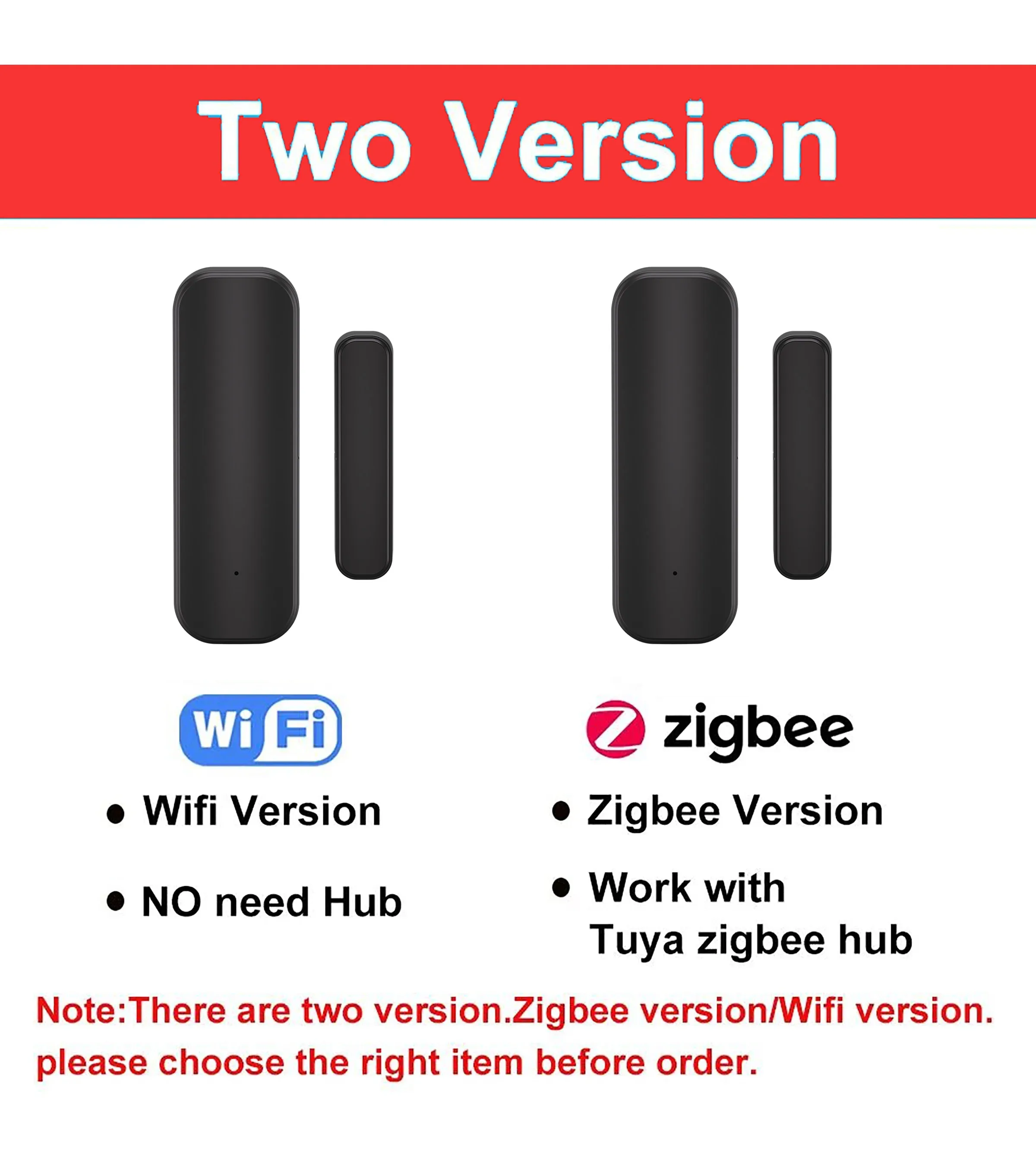 Tuya WiFi or Zigbee Window Door Sensor Battery Power Smart Home Security Alarm System Voice Control