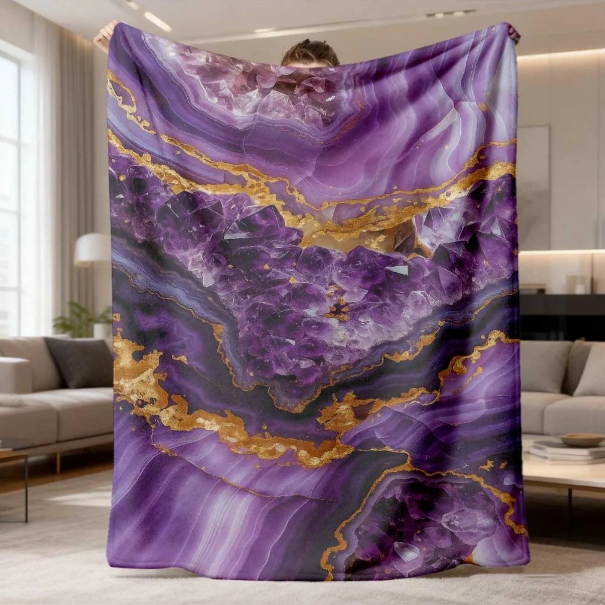 Lemon Blanket Watercolor Yellow Lemons Green Leaves White Flowers Pattern Throw Blanket Summer Theme Sofa Bed Cover