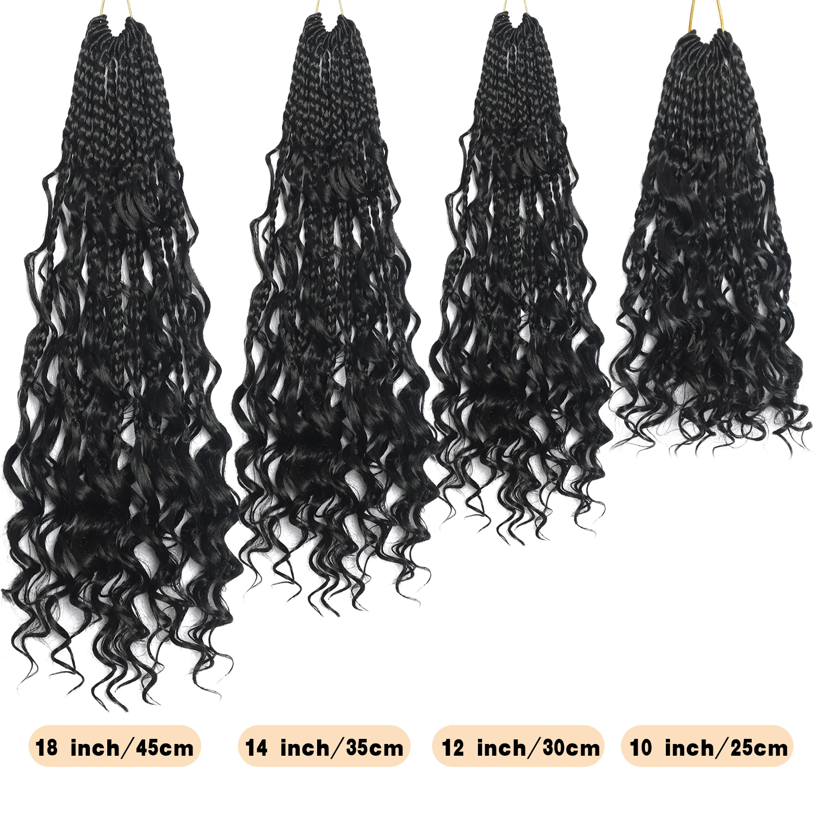 7-pack Boho Box Braids Goddess Box Braids Gehaakt haar Boheemse hippievlechten Vlechthaar Box Braids met krullend synthetisch