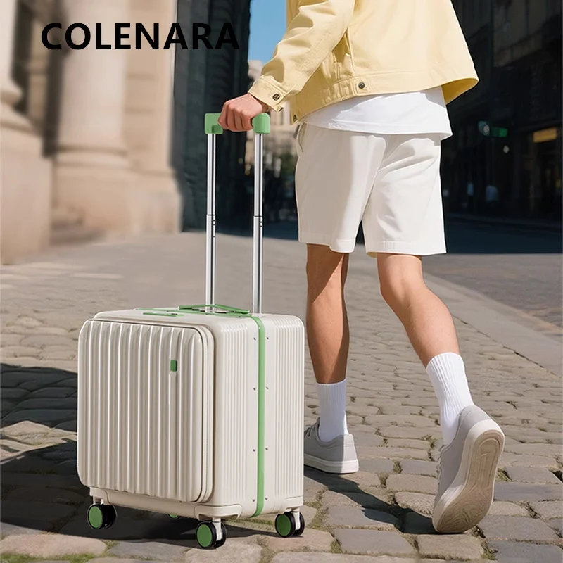 COLENARA Travel Luggage Front Opening Laptop Boarding Case USB Charging Trolley Case 18