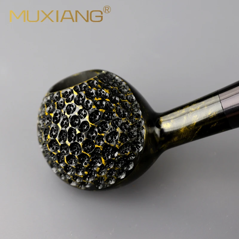 MUXIANG Dark Briarwood Freehand Tobacco Pipe Hand Carved 3mm Filter Channel Solid Wood Collectible Gift