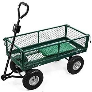 Garden Utility Trolley Cart With Removable Sides, Heavy Duty Steel Mesh Cart, And 10