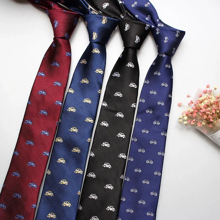 Linbaiway Cartoon Polyester Neck Ties for Men's Wedding Dress Tie Slim Skinny Cravate Business Corbatas Polyester Neckties