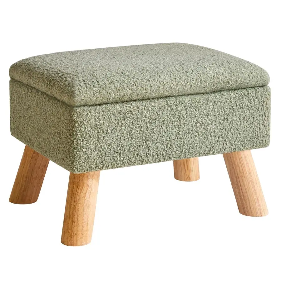 

Storage Ottoman, Footstool, Small Foot Stool with Sturdy Wood Legs Stool, Foot Rest with Padded Seat, for Living Room Bedroom Co