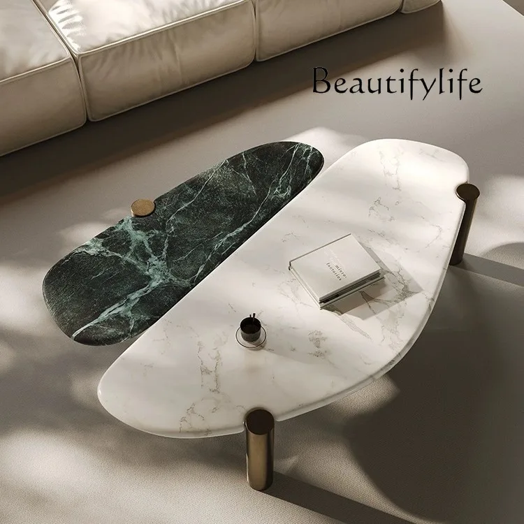 Italian minimalist marble heterosexual coffee table living room home light luxury modern luxury stone coffee table