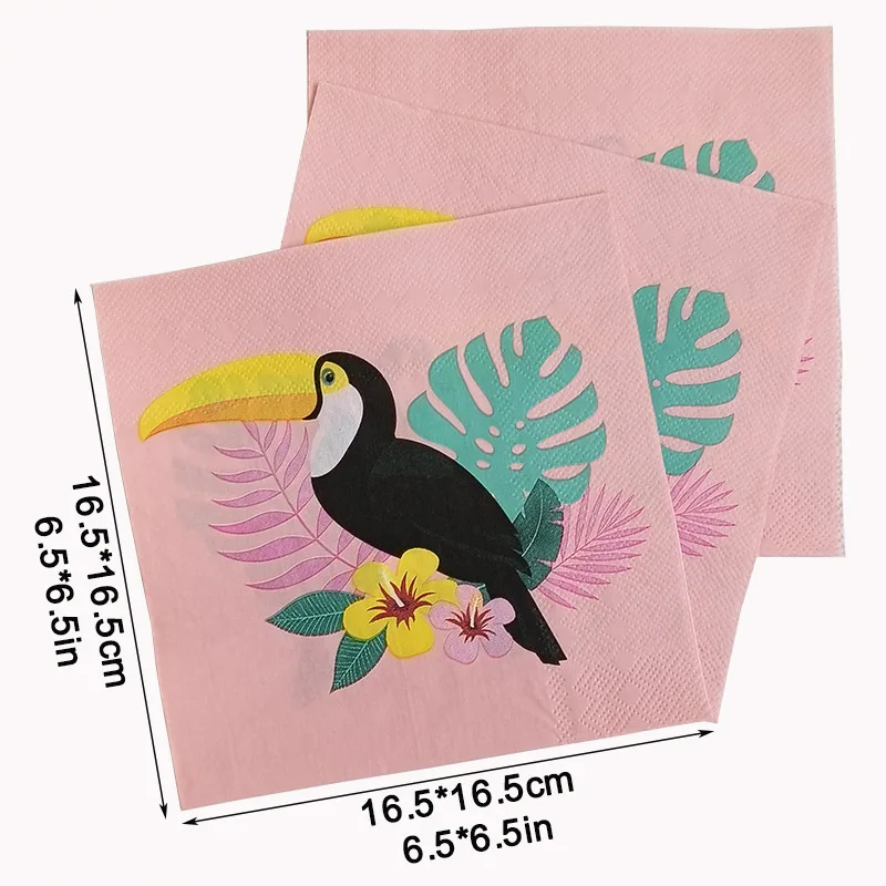 10/20 pçs 2 camada 33cm rosa planta papagaio guardanapos dos desenhos animados papagaio flores rosa festa mesa decoração papel diy decoupage papel