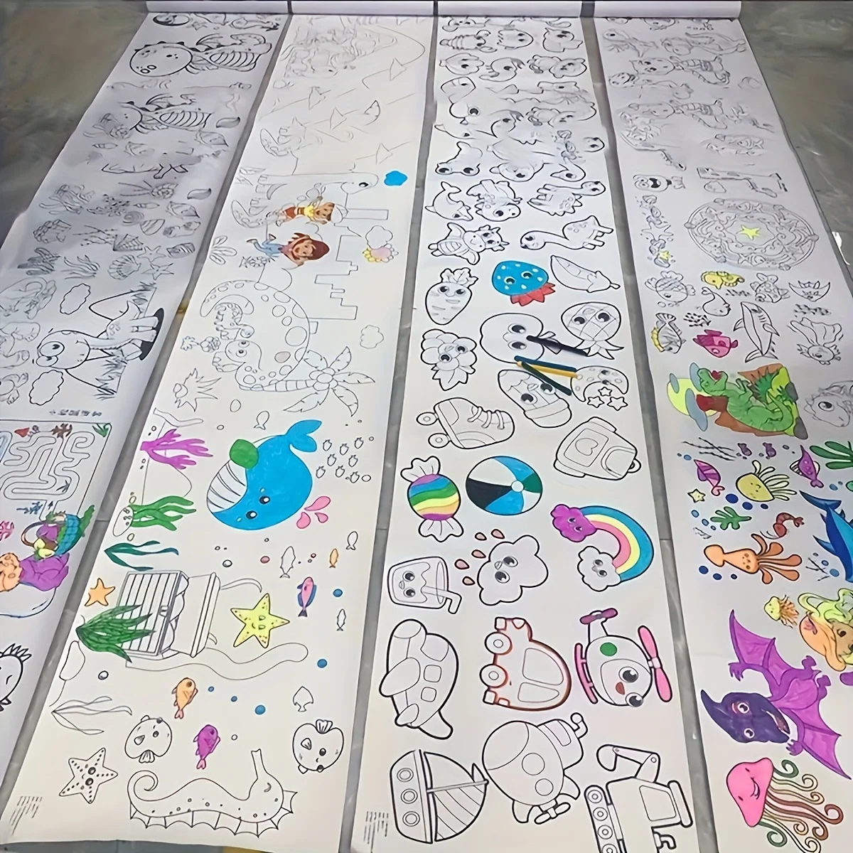 300CM Rotolo da disegno fai-da-te Carta di riempimento a colori appiccicosa Graffiti Scroll Rotolo da colorare Bambini Pittura fai da te Giocattoli educativi per bambini