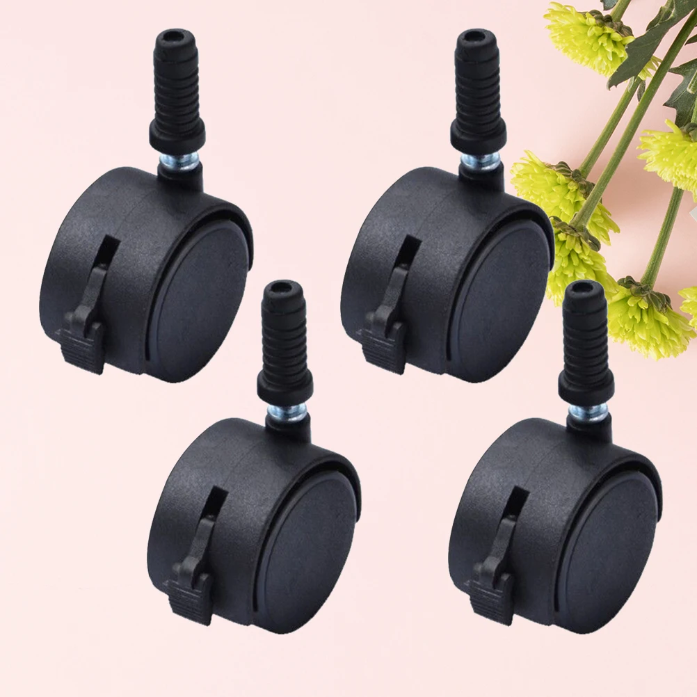 4pcs Office Office Chair Wheel Heavy Duty Bed Frames Wheel Furniture Caster Black Swivel Roller Replacement Mute Caster Wheel