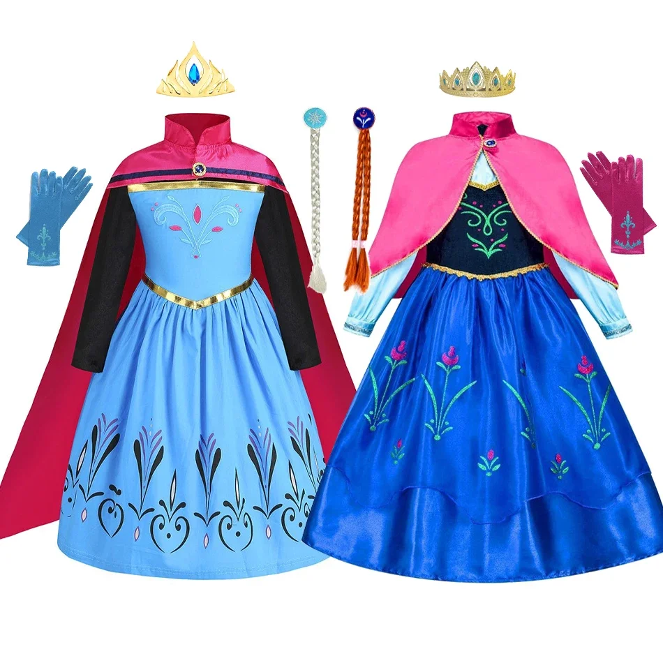 Kids Elsa Anna Princess Dress Costume Frozen Snow Queen Girls Halloween Cosplay Christmas Carnival Party Disguise Outfit