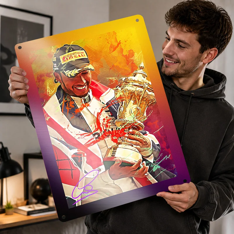 Lewis Hamilton Printed Posters Personalized Metal Sign Premium Powerful Speed Icon Wall Art For Garage Office And Racing Fans