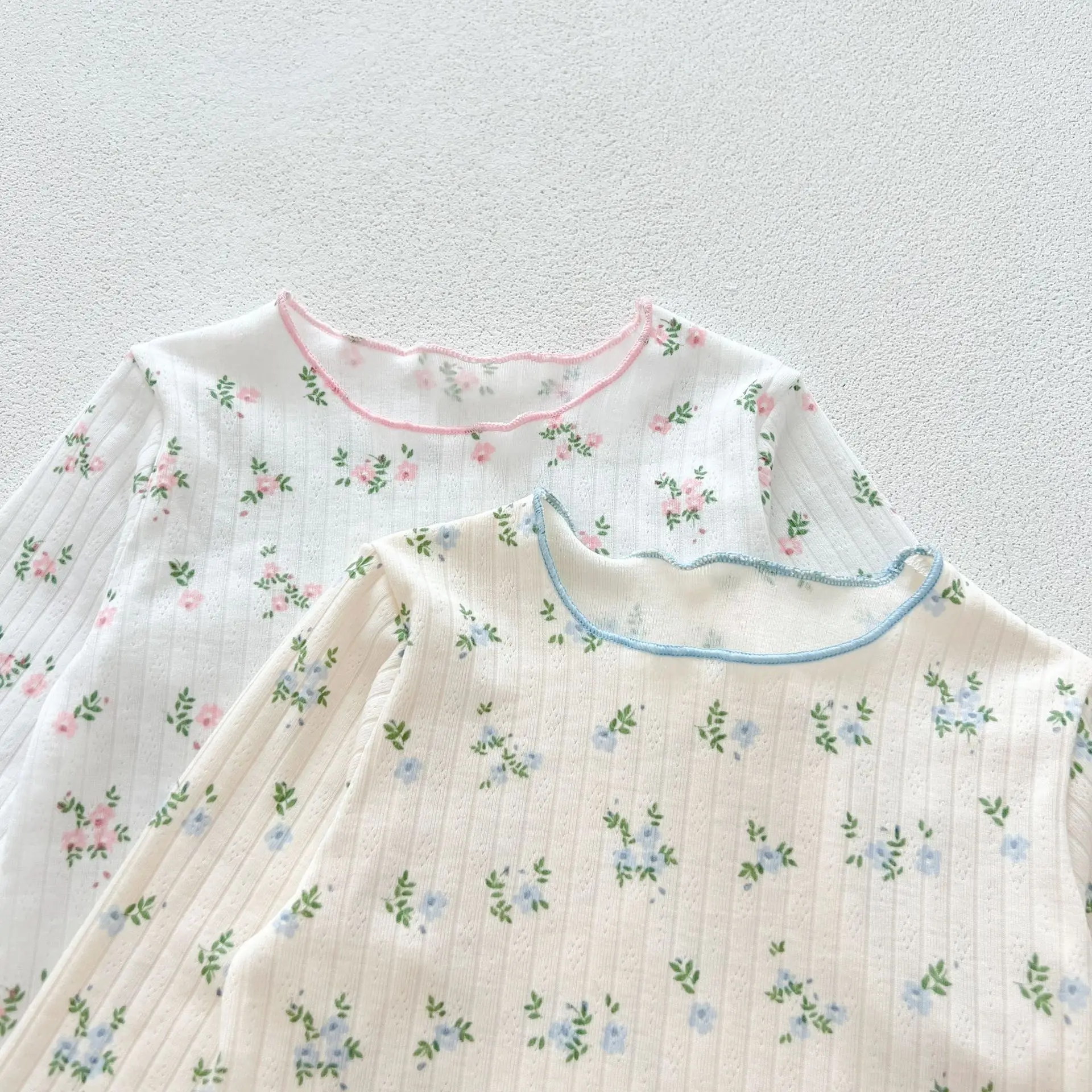 � Neue Ankunft Baby Mädchen Blumen Druck Baumwolle Pyjama Set Langarm Spitze Trim Zwei Stück Nachtwäsche Herbst Homewear Infant Kleinkind ‌ – Detail 16