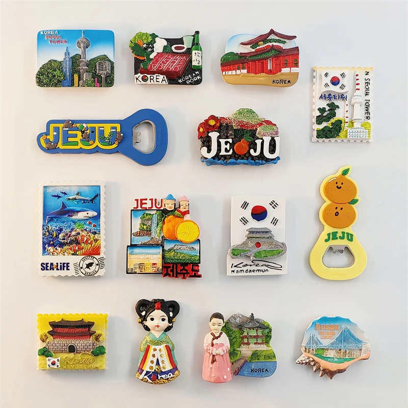 Korea，Busan，Gyeongbokgung，Jeju Island，Hallasan，N Seoul Tower，Bottle opener，3D Stereoscopic，Refrigerator magnets