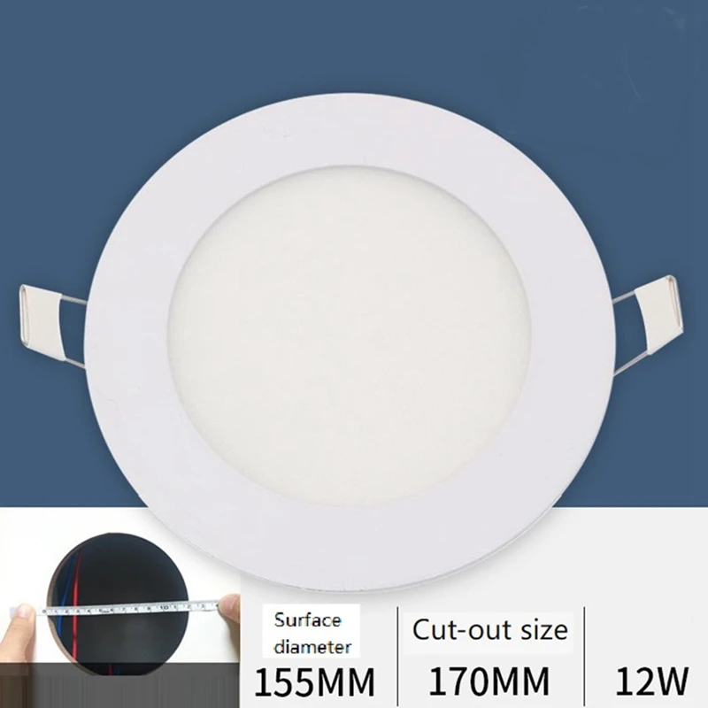 12W 1CM Panel Light Ultra-Thin Recessed Circular Downlight Kitchen Foot Tile LED Panel Light Recessed Round Panel Light Durable