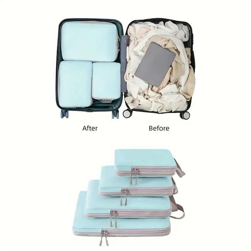 4Pcs Set Travel Organizer Storage Bags Suitcase Packing Cubes Set Cases Portable Luggage Clothes Shoe Tidy Pouch Folding