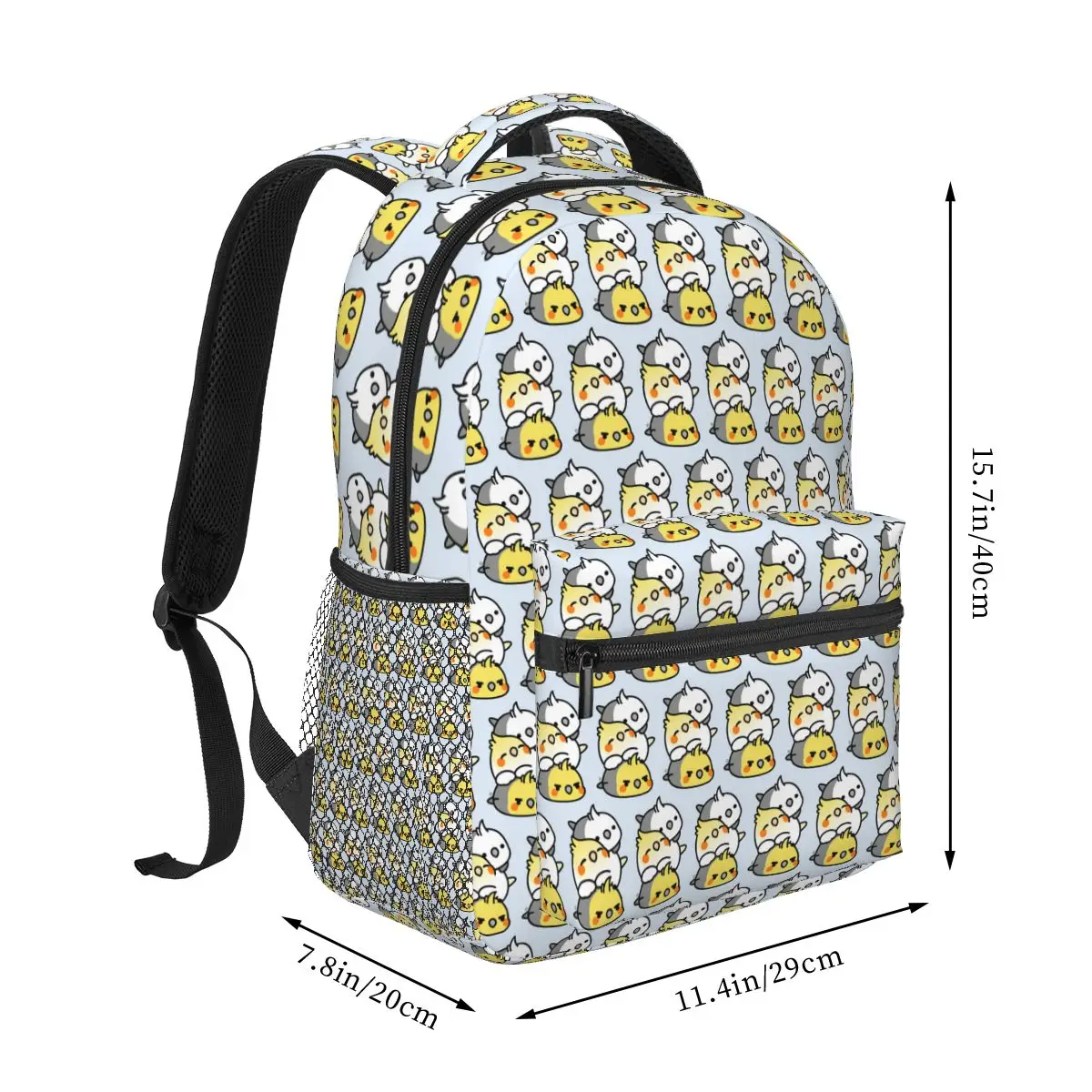 Pet Birds Cute Cockatiel Budgie Parrot Student Backpack School Bag Hiking Travel Daypack for Boys Girls Bookbag Shoulder Bags