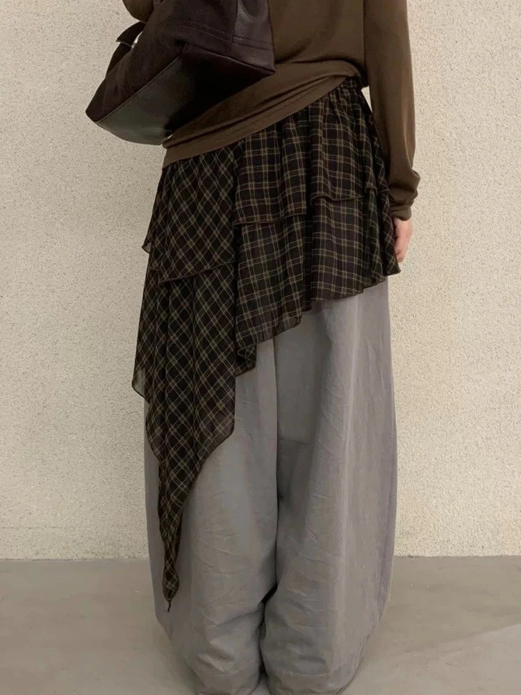 

Deeptown Vintage Plaid Mesh Skirts Women Korean Style Y2k Asymmetrical Skirt Harajuku Gothic Streetwear Short Skirts Aesthetics