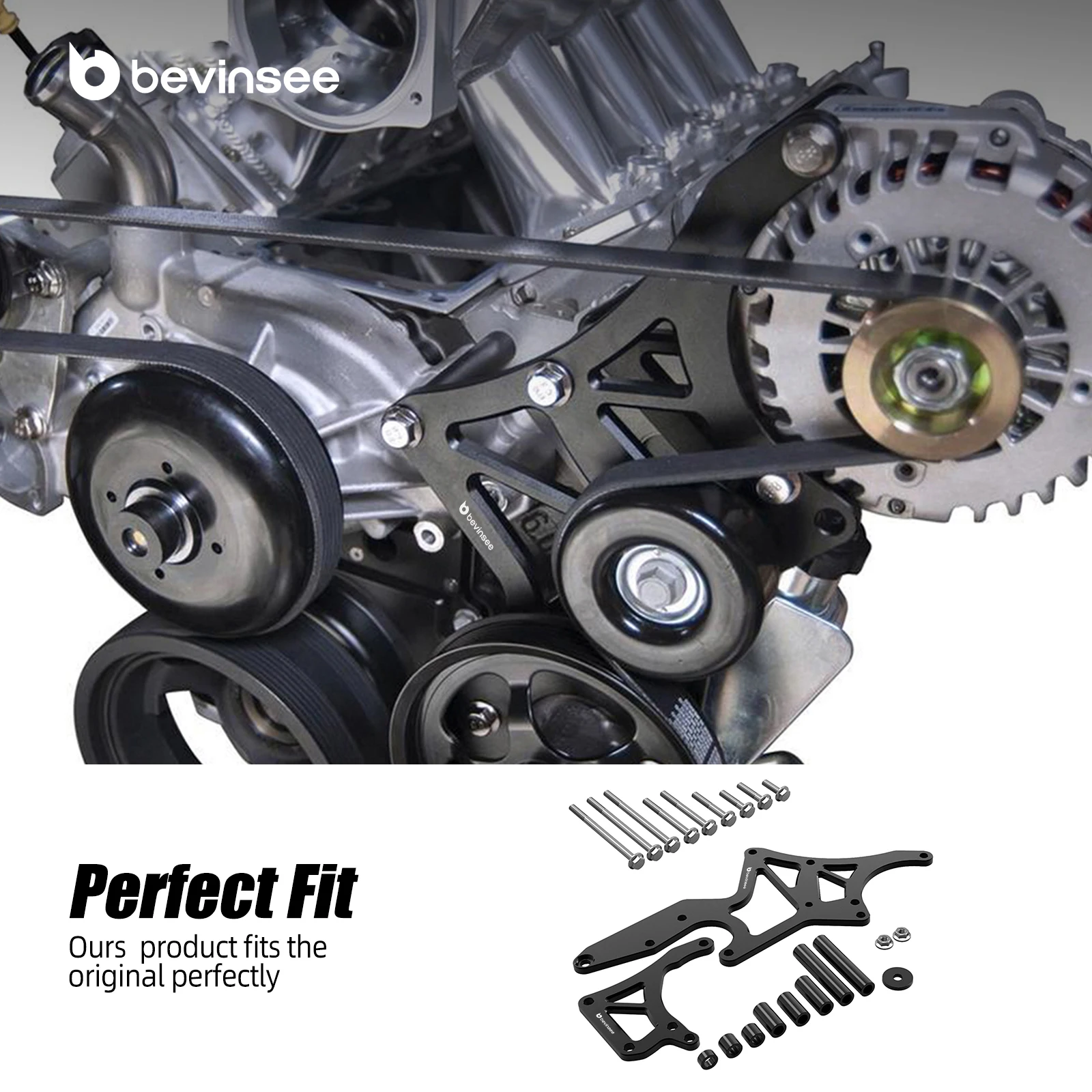 For LS Engine Swap Serpentine Bracket & Power Steering & Alternator Mount Kit for Chevy GMC 4.8L 5.3L 6.0L 6.2L LS1 LS2 LS3 LS6