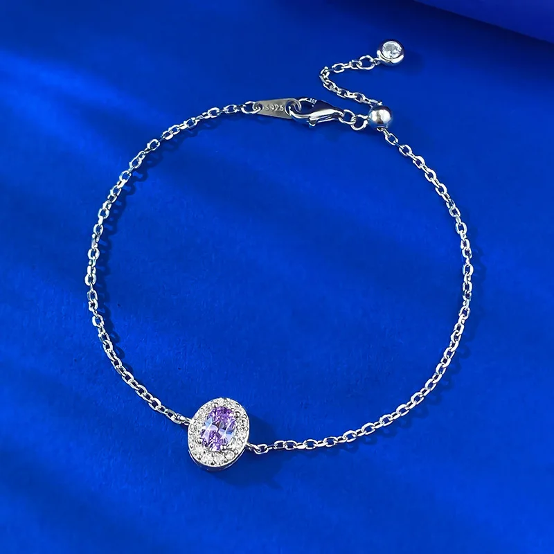 Sparkling 4x6mm High Carbon Diamond Tennis Bracelet for Women - 925 Sterling Silver Wedding Ladies Bracelet, Anniversary Jewelry