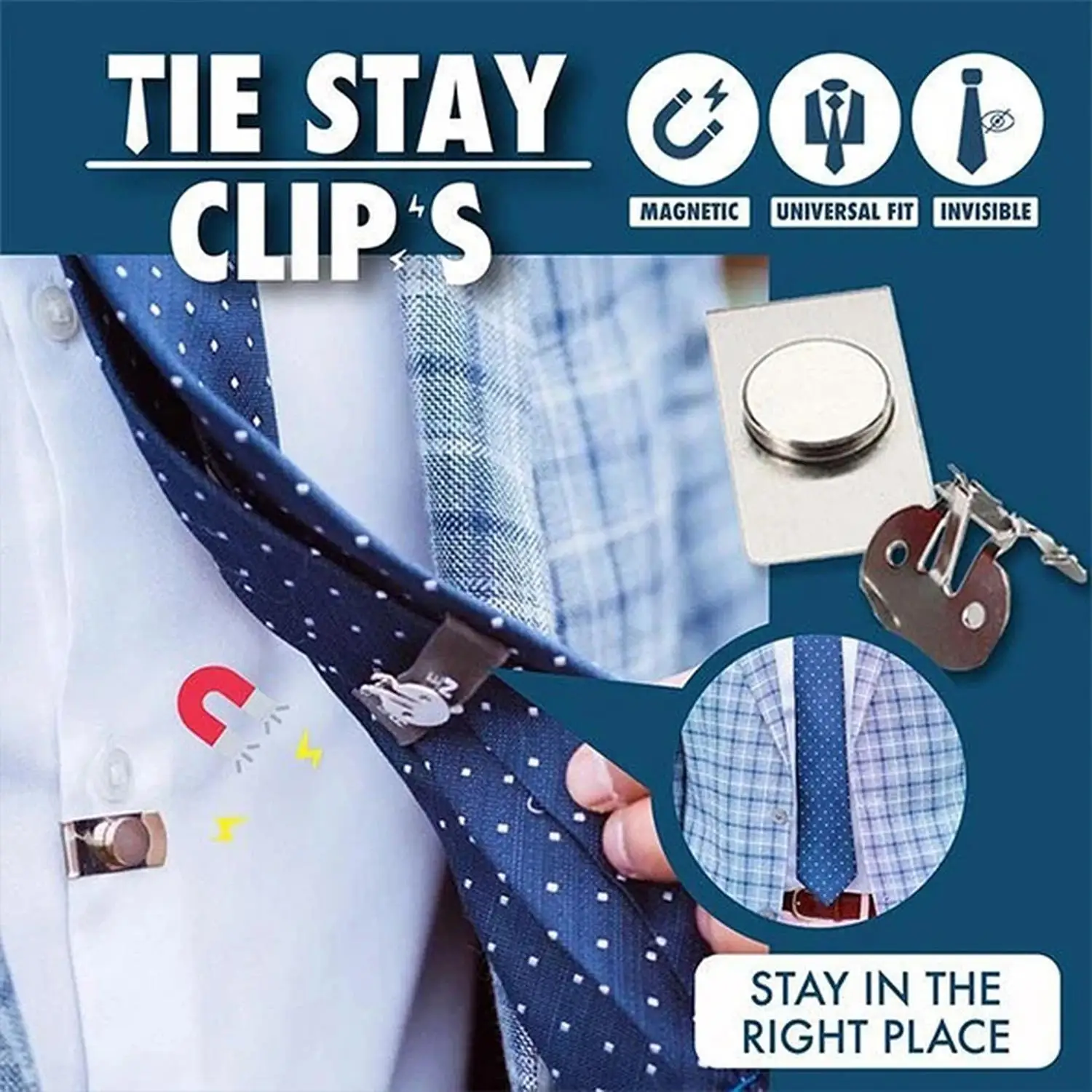 Magnetic Invisible Tie Clip Automatically Fixed Stainless Steel Metal Shirt Tie Clips Creative Jewelry for Men Accessories Gifts