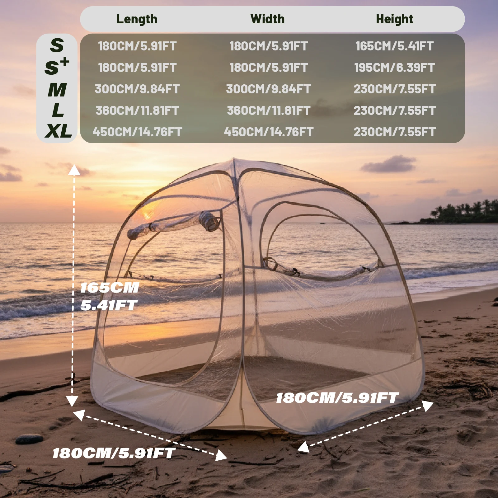 1PC Clear Bubble Tent Pop Up 360 Degree View Transparent Shelter for Beach Sunset Picnic Party Outdoor