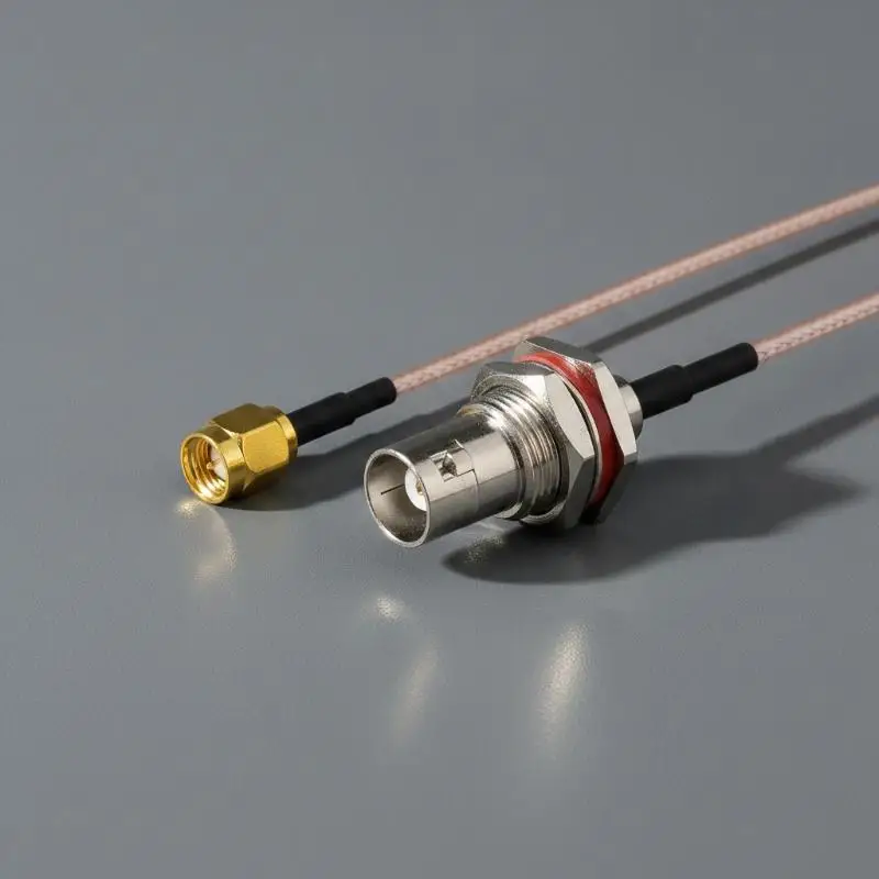 RP-SMA SMA to BNC Adapter 1Pcs Male Female Plug with Nut Bulkhead Jack Anti-interference for Walkie Talkie Antenna