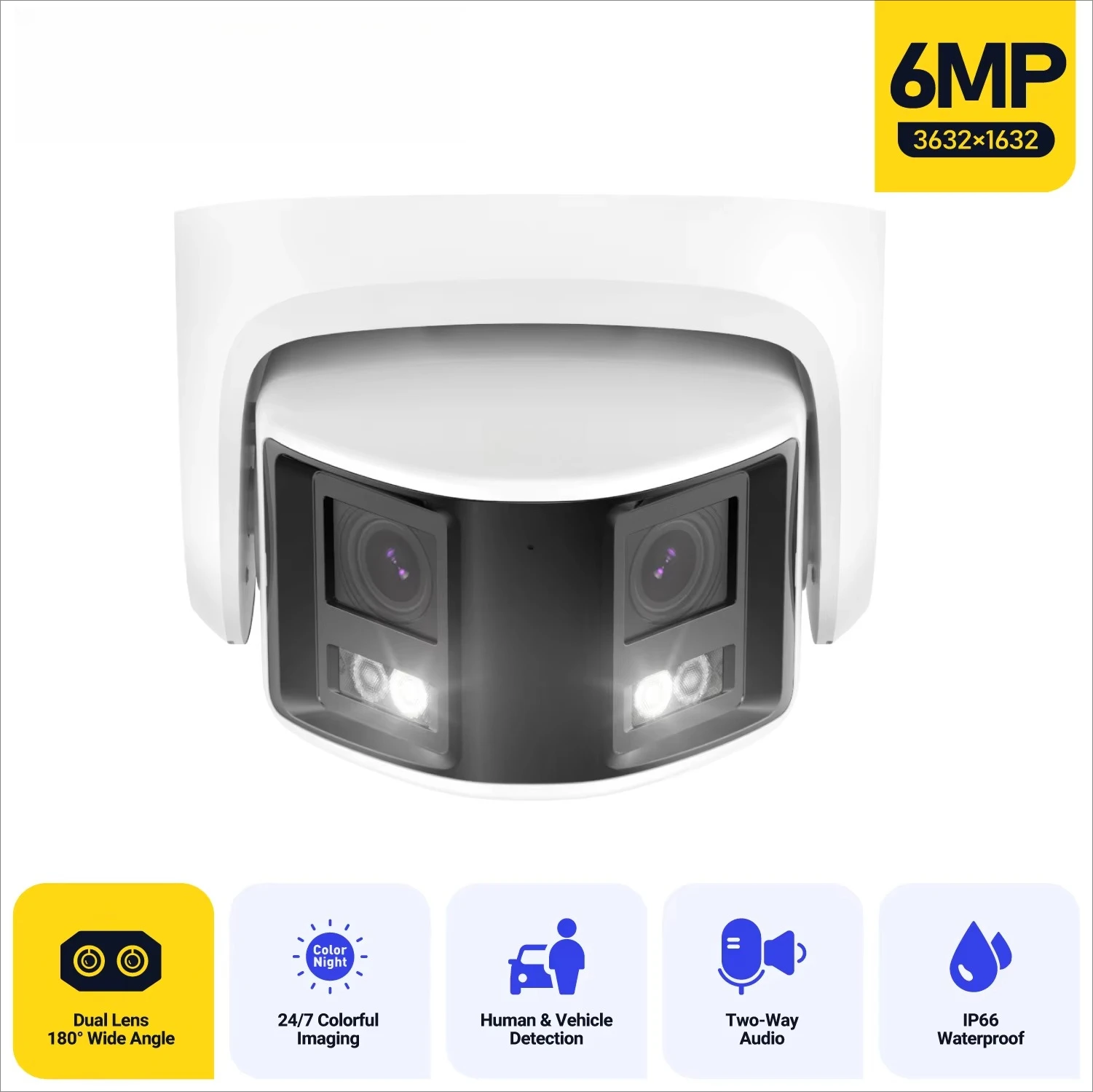 ANNKE FCD600 6MP للأعمال عدسة مزدوجة 180 شبكة ذكية مزدوجة الضوء IP POE تدعم الصوت ثنائي الاتجاه