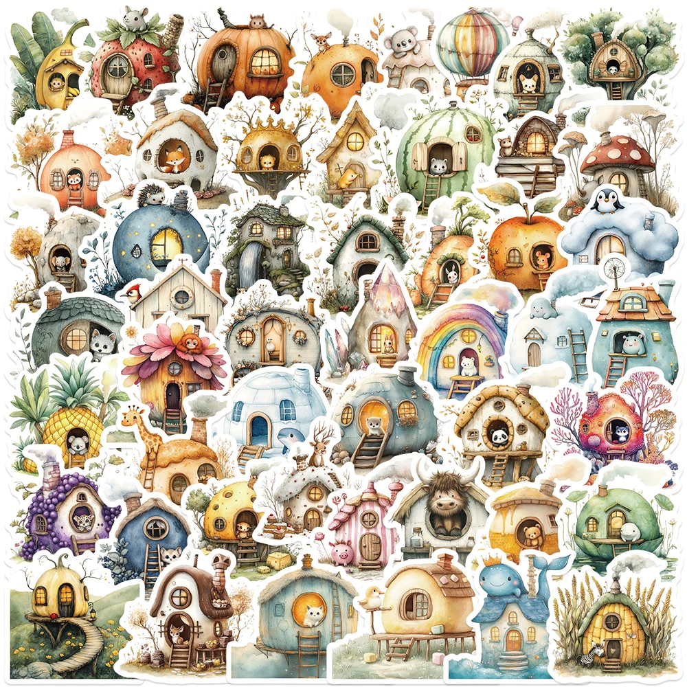 50 stücke Cartoon Kabine Aufkleber Hand Gezeichnet Aquarell Aufkleber Für Telefon Gepäck Sammelalbum Laptop Kühlschrank Schrank DIY Dekorative Aufkleber