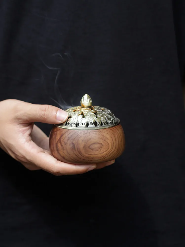 Wooden LineSeat New Chinese Style Zen  Burner Black Walnut  Insert Agarwood Sandalwood Burner