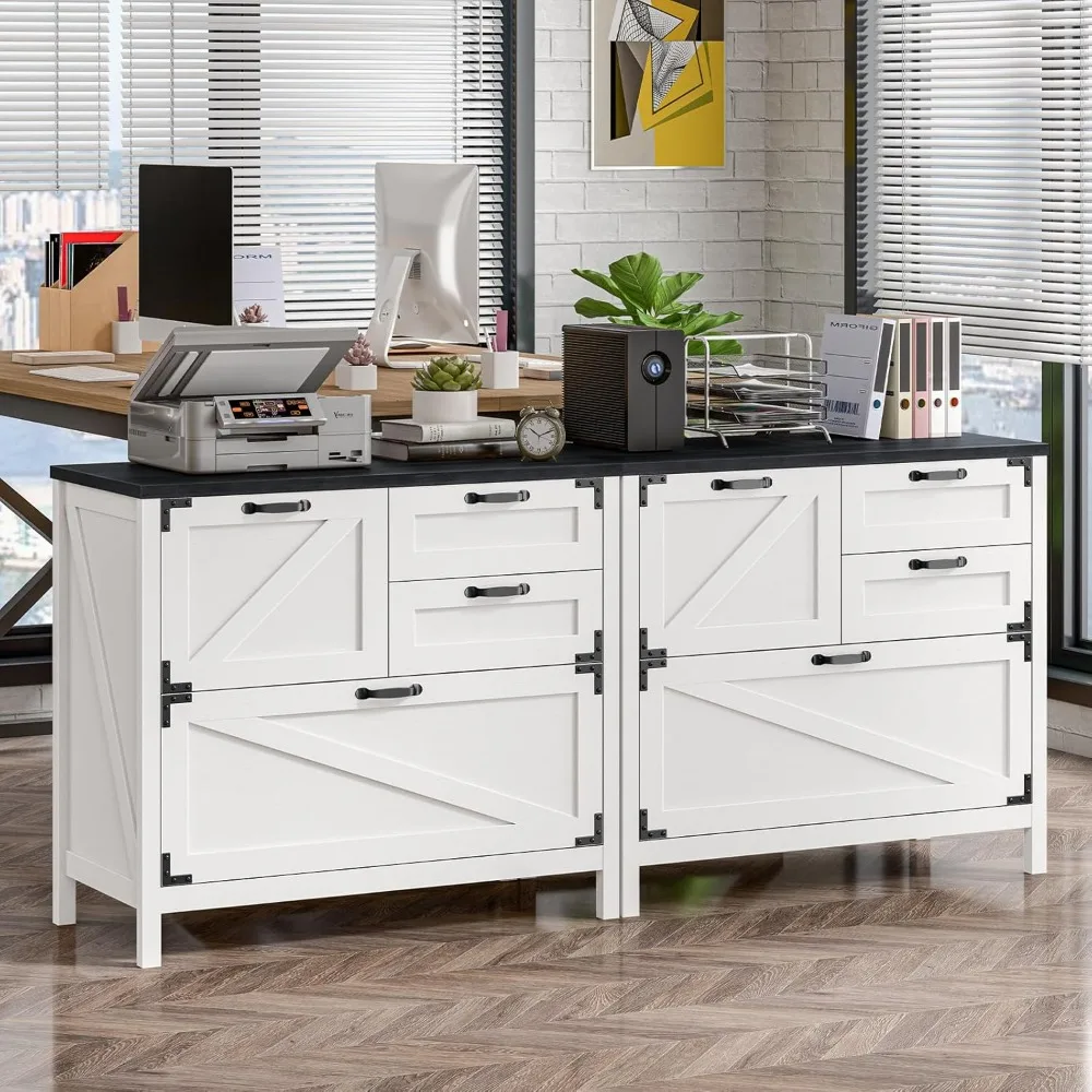Large Farmhouse Style 4-Drawer Lateral File Cabinet for Letter, A4, and Legal Size Hanging Files, Ideal for Home Office Organiza