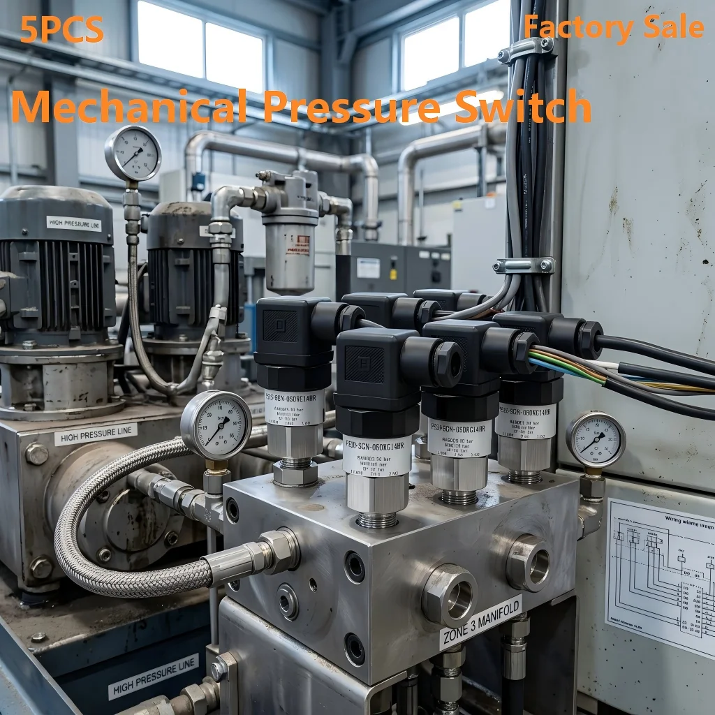 5PCS Mechanical Pressure Switch bulk order 0-10bar G1/4 Air Water Oil IP65 CE Industrial 5-50bar Pressure controller 0.2-2.5bar