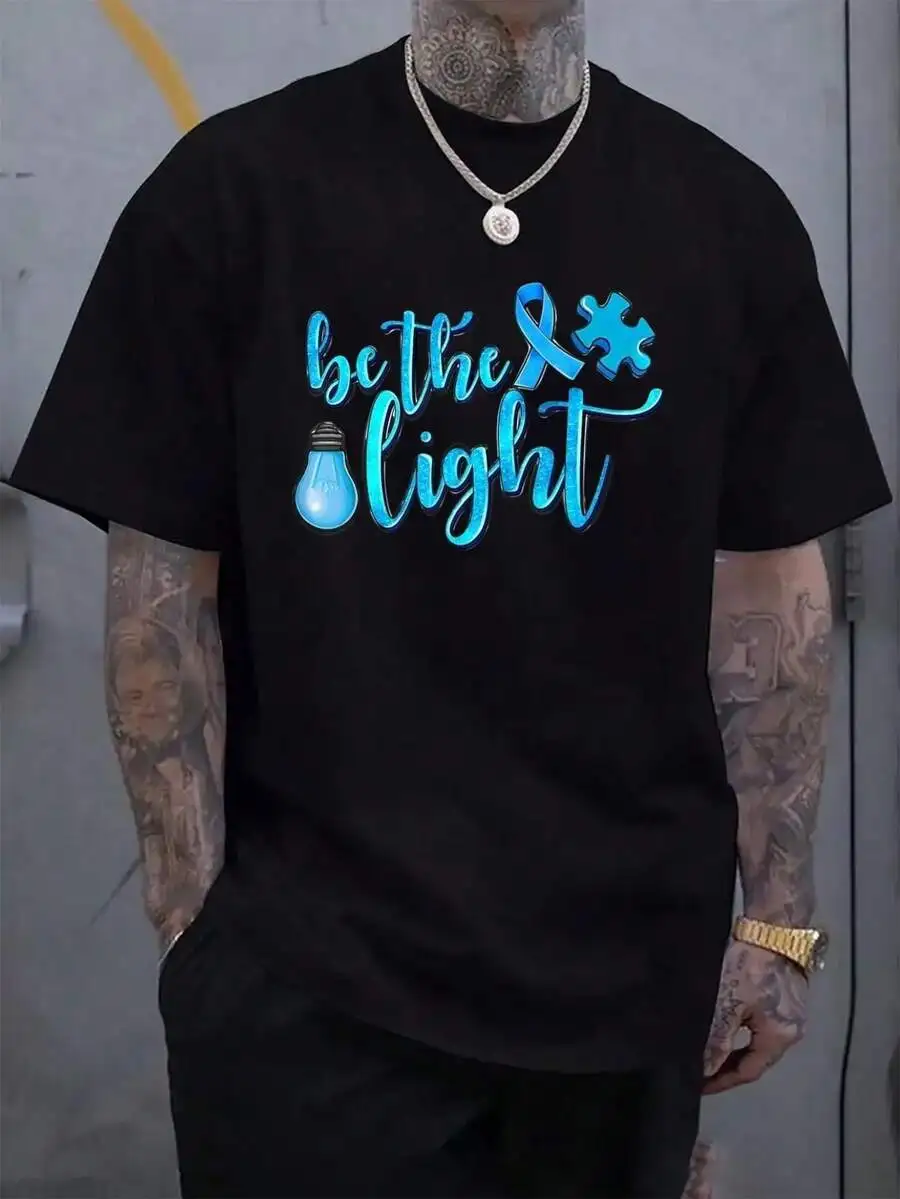 100% Cotton Autism Awareness Love Heart Puzzle Piece Gifts Men Women T-Shirt Men's Black Vacation Crew Neck Short Sleeve Holiday