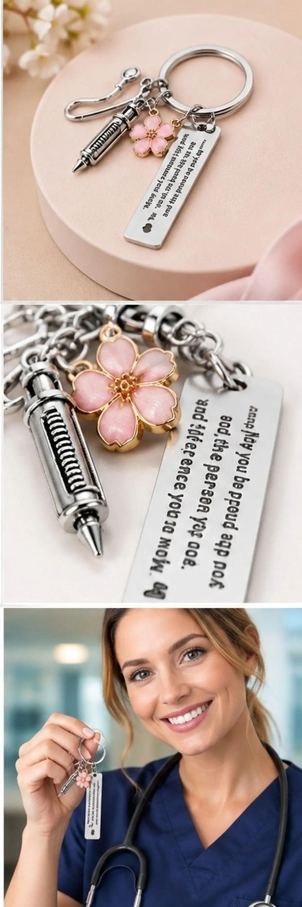 Delicate Doctor Key Ring Ornament Symbol Keychain Gift for Her Bag Pendant Purse Charm Women Key Accessory